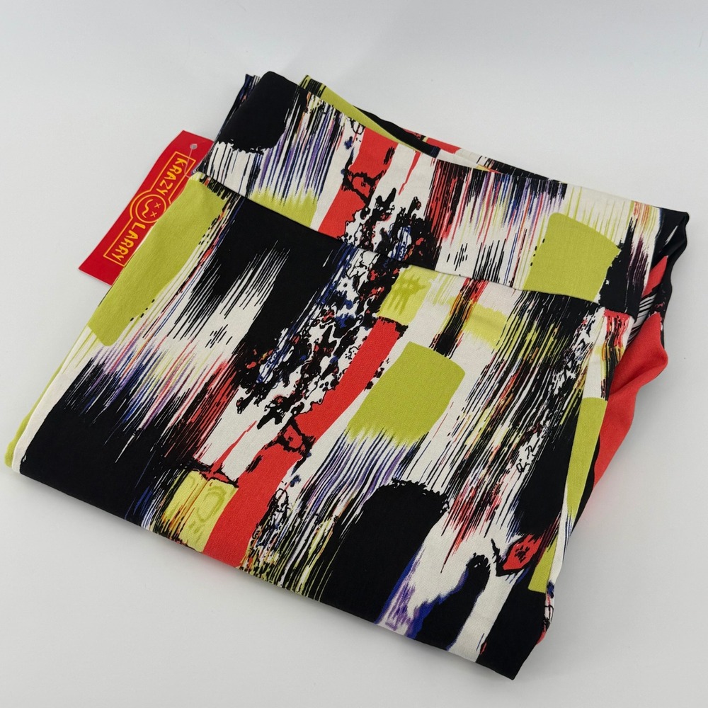 Krazy Larry Women 14 Abstract Brushstroke Pull On Ankle Pants Multi Color USA